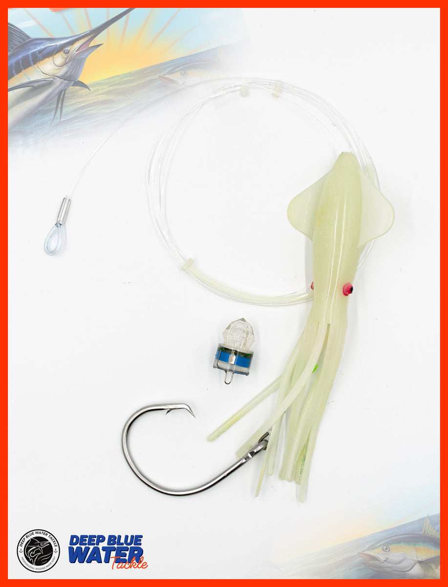 SWORDFISH Deep Drop Rig 10 Inch Ultra Bright Fat Soft Squid – Deep Blue ...