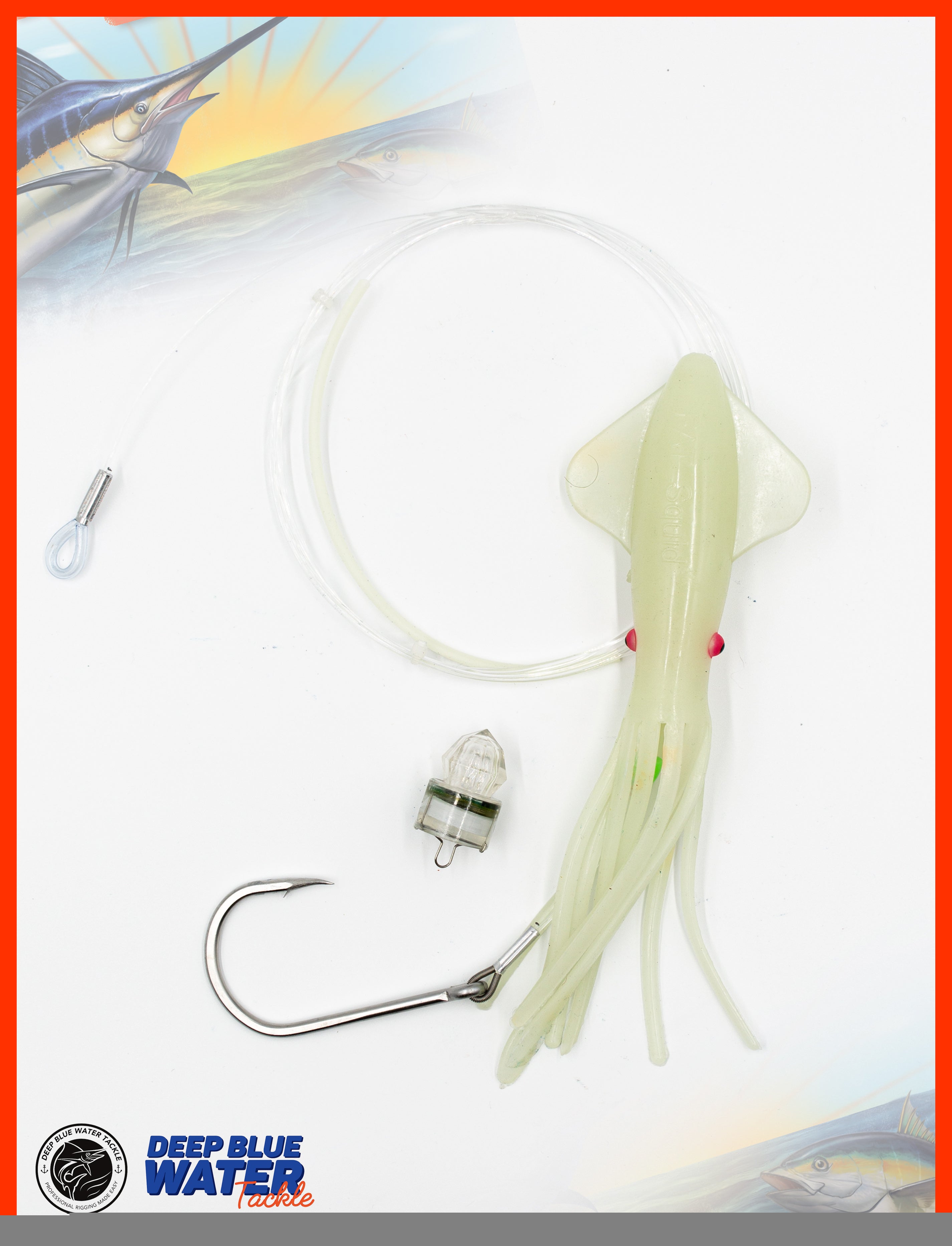 SWORDFISH Deep Drop Rig 10 Inch Ultra Bright Fat Soft Squid – Deep Blue ...